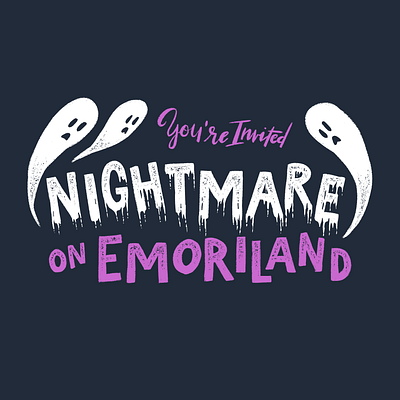 Nightmare on Emoriland Invitation custom type ghosts halloween illustration lettering procreate app