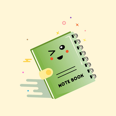 Green Note Book animation art colorful cute design emoticon flat flatdesign icon idea illustration illustrator mbe style vector