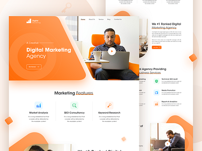 Digital Marketing agency Landing Page advertising app colorful creative design dashboard design digital agency dribbble best shot homepage landing page landingpage marketing agency media minimal design seo agency startup agency trend design ux ui web website