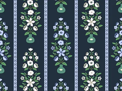 Seamless flowers blue blue and white decorative fabric floral floral pattern flower pattern seamless simple surface design texture vase