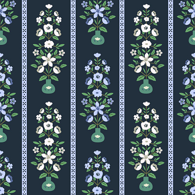 Seamless flowers blue blue and white decorative fabric floral floral pattern flower pattern seamless simple surface design texture vase