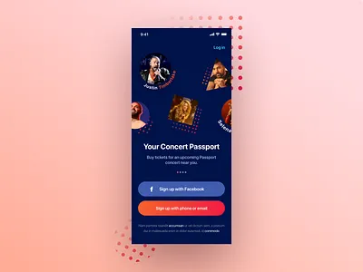 Concert app artists blue bold colorfull concert design geometric hellohello interface music musician passport red ui ux