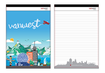 Notepad Design illustration illustrations industrial design kelowna notebook notebook design notepad sky skyline stationery vancouver view