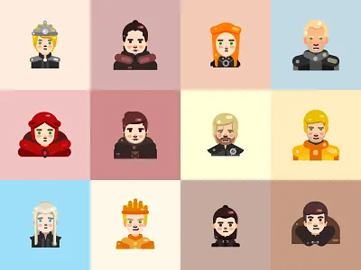 Game of Thrones character design flat gameofthrones got icon illustration illustrator lannister snow stark vector