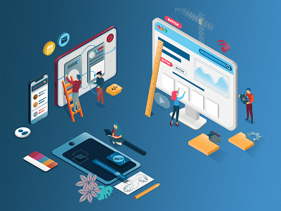 Design and Development illustration illustration art illustrations isometric isometric design isometric illustration isometry ui uidesign web deisgn