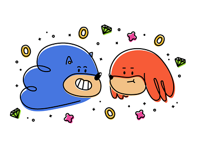 Happy 25th Sonic & Knuckles anniversary character design fan art illo illustration knuckles sonic sonic the hedgehog