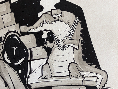 Gator illustration ink paper