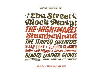 Elm Street Block Party design flyer poster typography