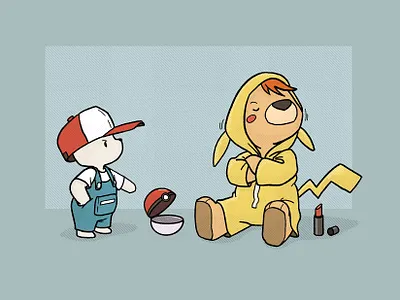 Inktober 2019 #13 Ash animals bear cute digital illustration inktober inktober2019 lion pokemon procreate