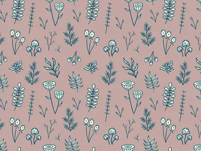 Forager Pattern bees botanical forager illustration leaves mushrooms pattern procreate woodland
