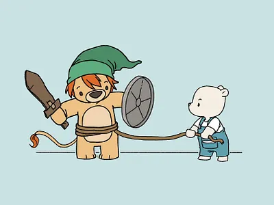 Inktober 2019 #15 Legend... of Zelda animals bear cute digital illustration inktober inktober2019 legend of zelda link lion procreate