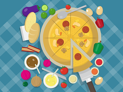 Pizza Picnic 2d illustration adobe illustrator design digital illustration flat design flat icon flat illustration flat vector flatlay food food illustration illustration vector art vector artworks vector design vector illustration