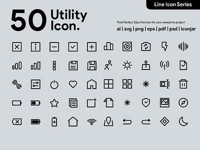 Kawaicon - 50 Utility Line Icon design icon icon a day icon app icon design icon set illustration line line icon ui utility utility icon
