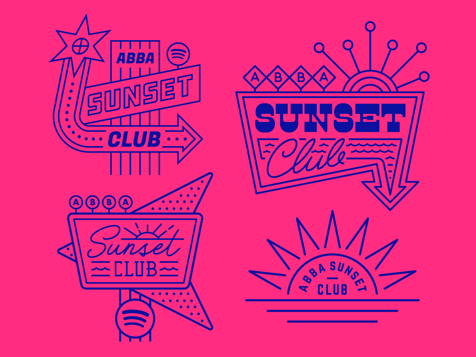 Spotify / ABBA Sunset Club club gif monoline sign sunset vector vegas