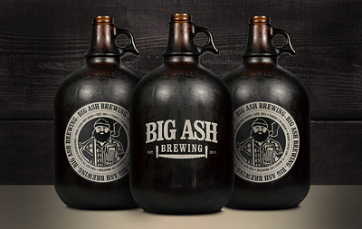 Big Ash Growlers branding design lettering packaging print