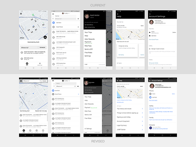 Uber App Revisions (selected) app case study design exercise illustration mobile mobile app mobile app design omnigraffle revision typography ui ux