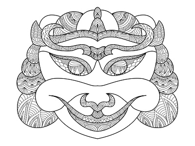 Ornament Ethnic Mask Decorative - 1 art artwork decorative design drawing illustration line art ornament pattern vintage