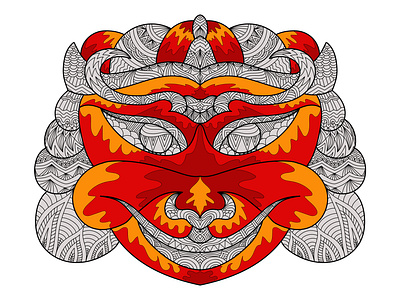 Ornament Ethnic Mask Decorative - 2 art artwork butterfly decorative design drawing illustration line art ornament vintage