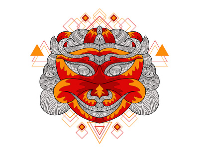 Ornament Ethnic Mask Decorative - 3 art artwork decorative design drawing illustration line art ornament stained glass vintage