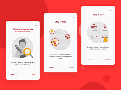 Spanner App | On Boarding Screen app business design flat illustration mobile onboarding screens semuts spanner app technician ui welcome screen