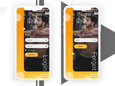 Befit login screen adobe xd creative design fitness fitness logo forgot password login login screen ui ux