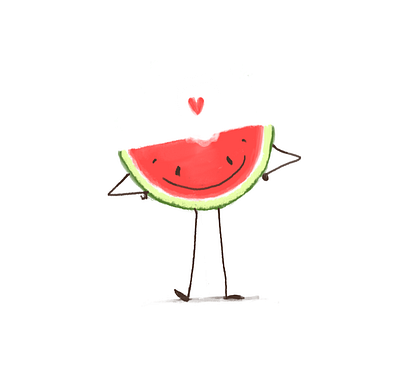 Watermelon character cute digital illustration