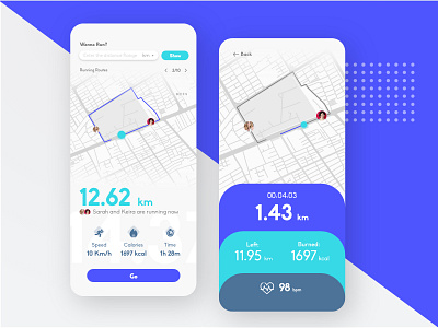 Running App Concept app application design interface iphonex mobile mobile app mobile ui route running ui vector