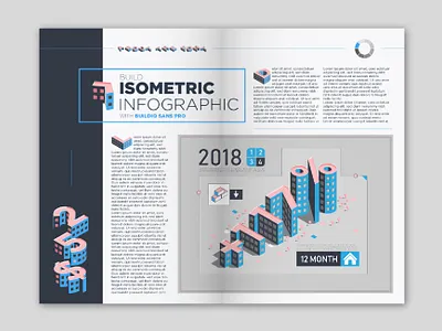 Magazin layout based on Buildiq sans pro advertising art building city font fonts illustration isometric layout magazine magazine cover magazine design text type typography ui vector