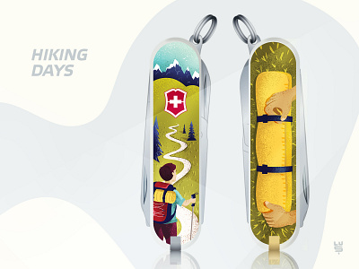 Hiking days boy brush competition design hike hiking illustration knife mountain mountains nature outdoor trail traveler victorinox walk walking