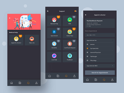 LPU TOUCH dark theme android app application apps apps design art clean design flat illustration mobile app mobile app design mobile ui product design students study typography ui ux ux design