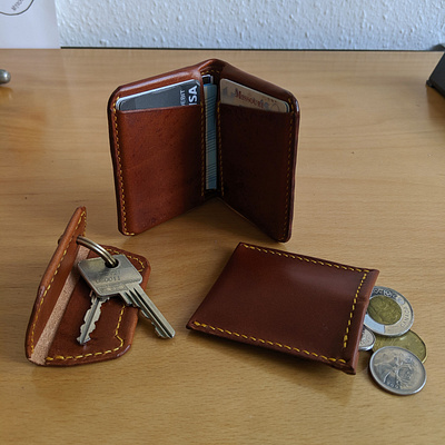 Wallet, Coin Pouch, and Key Cover: EDC 3-Pack Debut Products everyday carry leather leather goods product design wallet