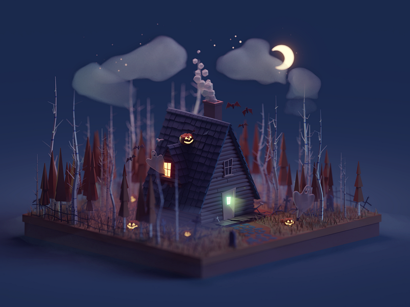 Halloween Autumn Cabin autumn b3d blender cabin environment forest ghosts halloween pumpkin spooky