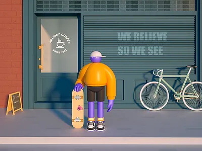 bobi bike bobi cap coffee holiday skateboard skateboarder