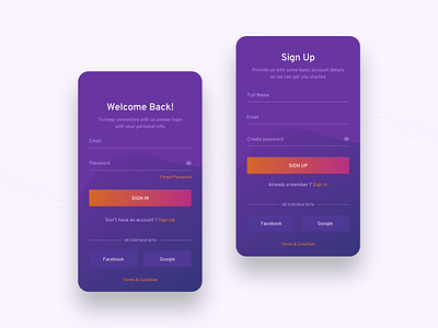 Login & Sign Up awesome design clean ui colourful design design app flatdesign illustration login page mobile app mobile ui signup ui uiux ux