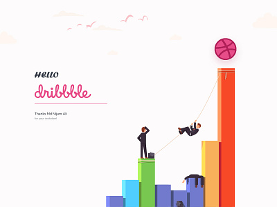 Hello Dribbble ! app design dribbble flat hello illustrator minimal typography ux web website