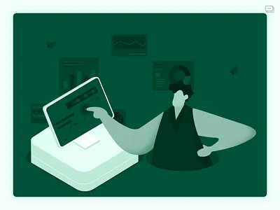 Data Manager with Charts character concept design dribbble dribbble best shot illustration latest character design minimal web website