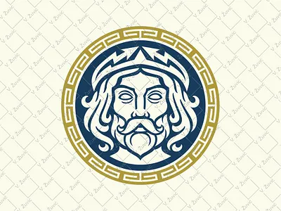 Zeus Jupiter Logo circular logo greek god logo greek ornament logo jupiter logo meander logo thunder logo zeus logo zeus logo for sale