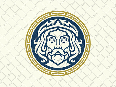 Zeus Jupiter Logo circular logo greek god logo greek ornament logo jupiter logo meander logo thunder logo zeus logo zeus logo for sale