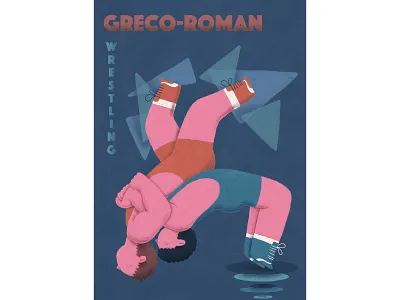 Poster "Greco-Roman Wrestling" digital art digital drawing digital illustration digital painting illustration photoshop poster poster art poster design sport sports design typography wrestlers wrestling