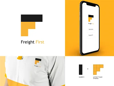 Freight First box brand branding branding design delivery f flat flat logo geometic icon letter f logo logodesign mark minimal monogram monogram letter mark monogram logo number 1 orange