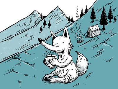 Wild Fox Inktober2019 camping fox hillside ink inktober inktober2019 mountain vectober wild wilderness