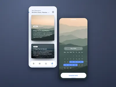 Trip Planner apps design calendar card design cards design holiday ios design landscape light theme nature shadows trip trip planner ui visual design