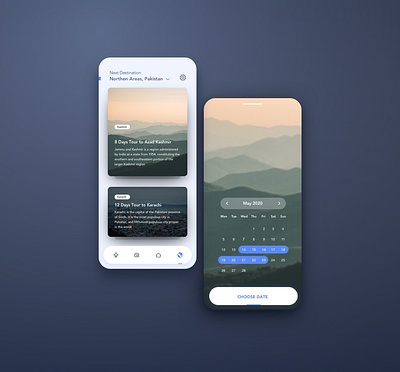 Trip Planner apps design calendar card design cards design holiday ios design landscape light theme nature shadows trip trip planner ui visual design