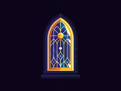 Window to the stars. clean czech czech republic design flat golden illustration illustrator minimal poster ui vector wallpaper web window