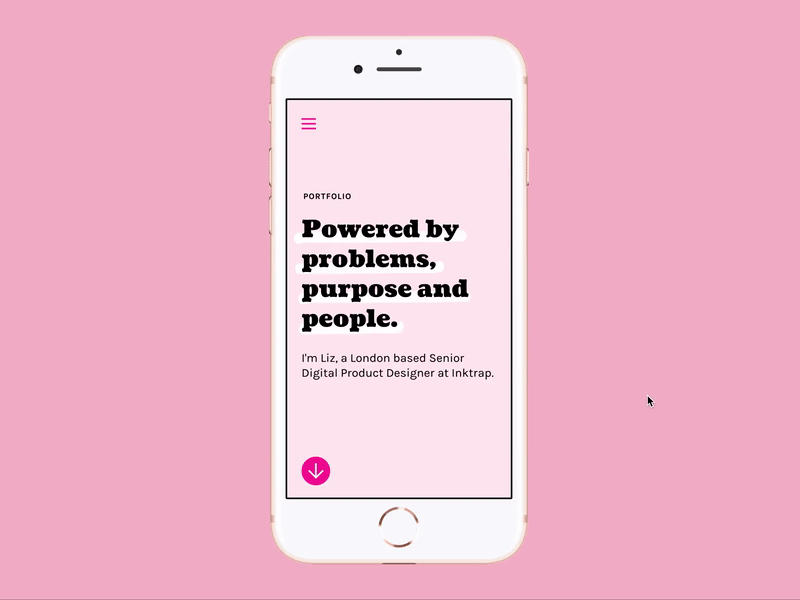 Pink Portfolio Prototype black bold cooper black gif mobile pink portfolio prototype ui website