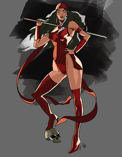 Elecktra-Daredevil animation art character digitalpainting illustration painting