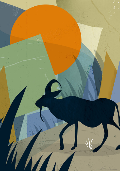 Wild goat abstract animal art calm etsy goat iso midcentury midcenturyart modern shapes sun textures urban urbanart walk wallart walldecor wild wildgoat
