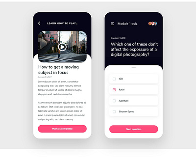 User Profile - Courses Application account adobe xd adobe xd photoshop ui ux app interface ios minimalistic mobile ui ux