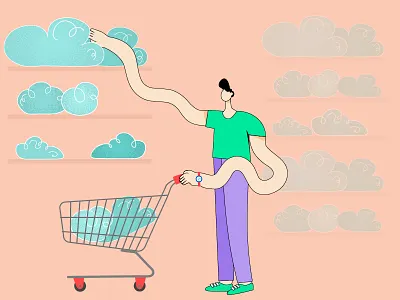 Buy more icloud character cloud design flat icloud illustrator iran shopping shopping basket vector
