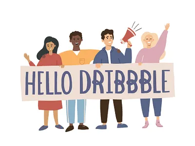 hello dribbble character hand drawn illustration people